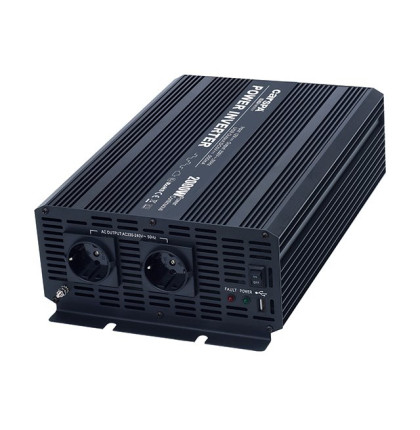 Měnič napětí Carspa CAR2KUR-24 24V/230V+USB 2000W, modifikovaná sinus