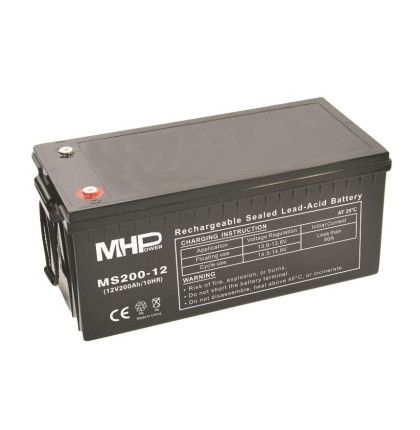 MHPower MS200-12 olověný akumulátor AGM 12V/200Ah, Terminál T3 - M8