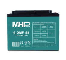 MHPower 6-DMF-58 Trakční gelová baterie 12V/58Ah, Terminál D3 - M6, Deep Cycle