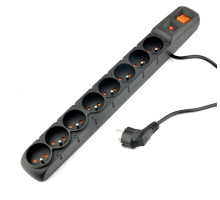 Acar S8 3m kabel, 8 zásuvek, přepěťová ochrana, černá