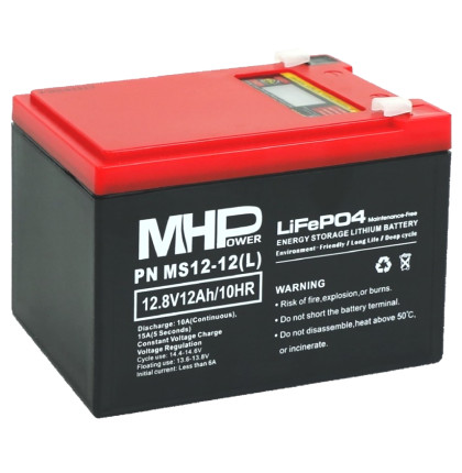 MHPower MS12-12(L) Lithium baterie LiFePO4 12V/12Ah, Faston F2 - 6,3mm