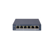 DS-3E1506P-EI 6 portový switch - 4x PoE 30W 1Gbps + 2x uplink RJ-45 1Gbps, PoE celkem…