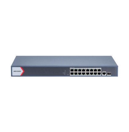 DS-3E1518P-EI/V2 18 portový switch - 16x PoE 30W 1Gbps + 1x uplink RJ-45 1Gbps + 1x uplink…