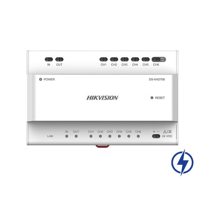 DS-KAD706 2. generace | Napaječ pro VDT, 1x RJ45, 6x 2drát rozhraní, 2x rozhraní pro…