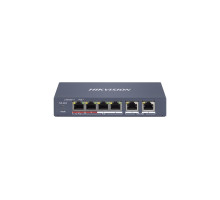 DS-3E1106HP-EI 6 portový switch - 1x HiPoE 60W 100Mbps + 3x PoE 30W 100Mbps + 2x uplink…