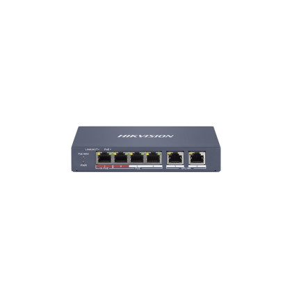 DS-3E1106HP-EI 6 portový switch - 1x HiPoE 60W 100Mbps + 3x PoE 30W 100Mbps + 2x uplink…