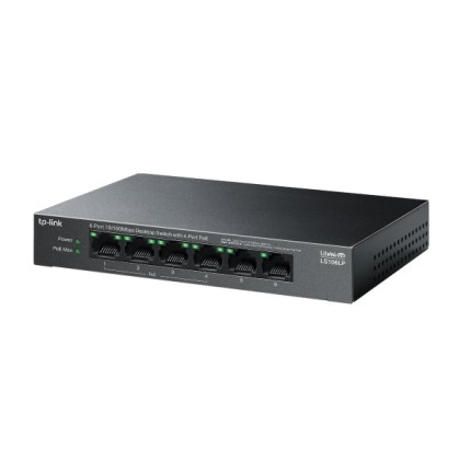 Switch TP-Link LS106LP 2x LAN, 4x LAN s PoE, 41W