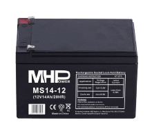 MHPower MS14-12 olověný akumulátor AGM 12V/14Ah, Faston F2 - 6,3mm