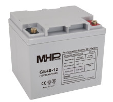 MHPower GE40-12 Gelový akumulátor 12V/40Ah, Terminál T1 - M6, Deep Cycle