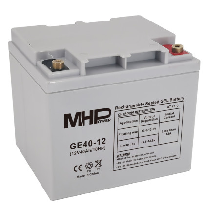 MHPower GE40-12 Gelový akumulátor 12V/40Ah, Terminál T1 - M6, Deep Cycle