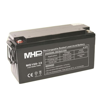 MHPower MS150-12 olověný akumulátor AGM 12V/150Ah, Terminál T3 - M8