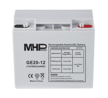 MHPower GE20-12 Gelový akumulátor 12V/20Ah, Terminál T1 - M5, Deep Cycle