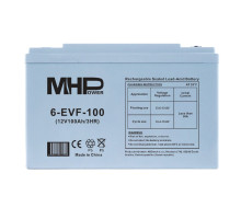 MHPower 6-EVF-100 Trakční gelová baterie 12V/100Ah, Terminál T3 - M8, Deep Cycle