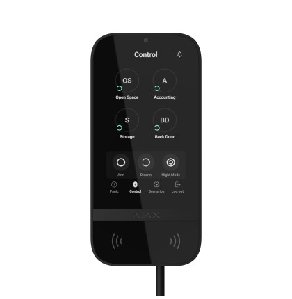 KeyPad TouchScreen Fibra, drátová dotyková klávesnice, 5′′, DESFire, Bluetooth, černá