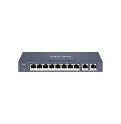 DS-3E1310HP-EI 10 portový switch - 2x HiPoE 90W 100Mbps + 6x PoE 30W 100Mbps + 2x uplink…