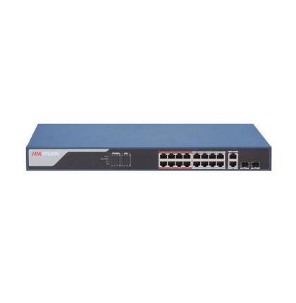 DS-3E1318P-SI 18 portový switch - 16x PoE 30W 100Mbps + 2x uplink combo 1Gbps (RJ-45…