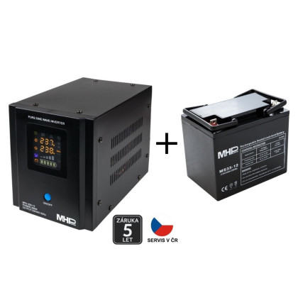 Záložní zdroj MHPower MPU-300-12, UPS, 300W, čistý sinus, 12V SET s baterií 33Ah