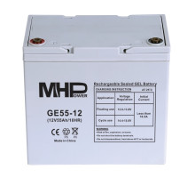 MHPower GE55-12 Gelový akumulátor 12V/55Ah, Terminál T1 - M6, Deep Cycle