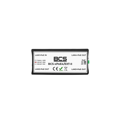 BCS-xPoE4/EXT-II Neřízený extender síťový PoE.