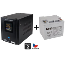 Záložní zdroj MHPower MPU-500-12, UPS, 500W, čistý sinus, 12V SET s Gelovou baterií 40Ah