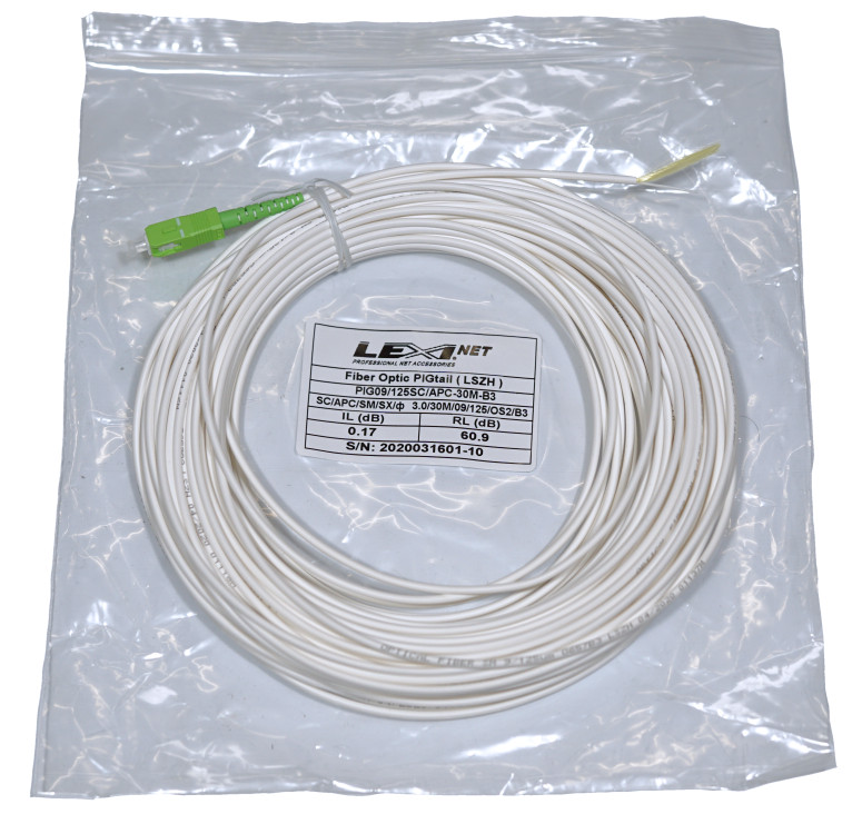 LEXI-Net Pigtail SC/APC SM 09/125  4mm LSZH 30M  G657B3