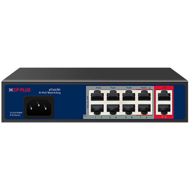 CP-ANW-HPU8G2-N12 Osmiportový 10/100 Mbps PoE switch s 2x 1000 Mbps uplinkem CP PLUS