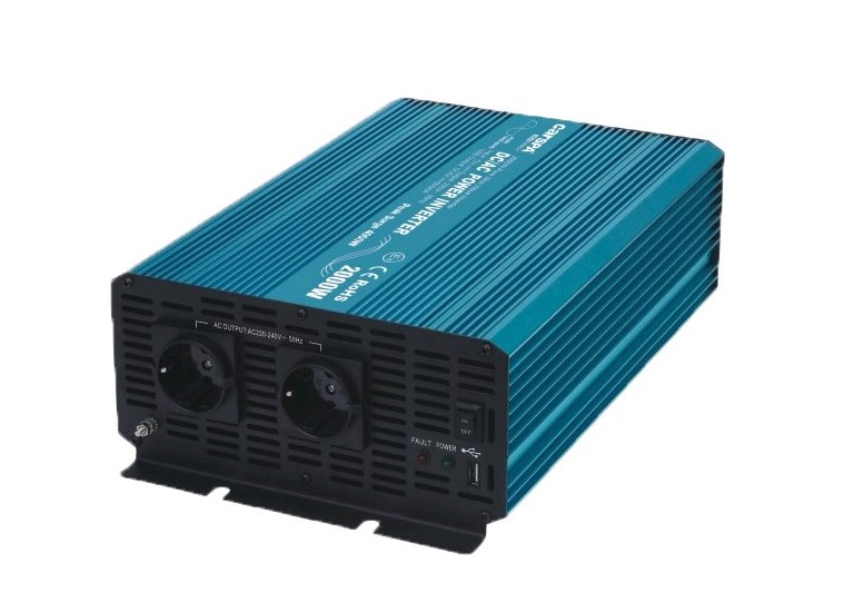 Měnič napětí Carspa P2000UR-12 12V/230V+USB 2000W, čistá sinusovka