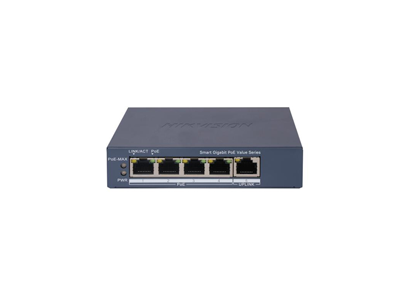 DS-3E1505P-EI/M 5 portový switch - 4x PoE 30W 1Gbps + 1x uplink RJ-45 1Gbps, PoE celkem…