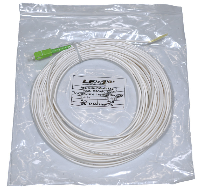 LEXI-Net Pigtail SC/APC SM 09/125  4mm LSZH 50M  G657B3