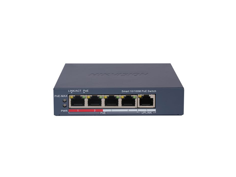 DS-3E1105P-EI 5 portový switch - 4x PoE 30W 100Mbps + 1x uplink RJ-45 100Mbps, PoE…