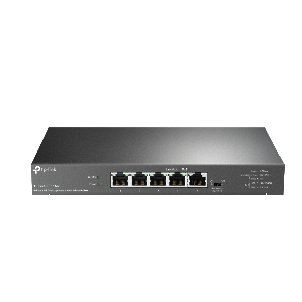 Switch TP-Link TL-SG105PP-M2 1x 2,5GLAN, 4x 2,5GLAN s PoE++, 123W