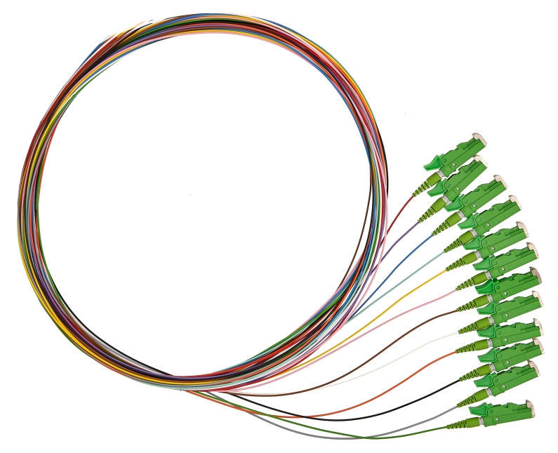 LEXI-Net Pigtail E2 APC SM 09/125  2m, sada 12 kusů v různých barvách