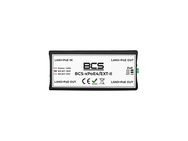 BCS-xPoE4/EXT-II Neřízený extender síťový PoE.